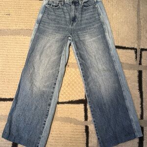 Pacific Sunwear Two-Tone Light & Medium Blue Wide Leg Jeans